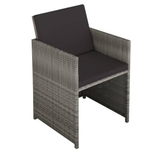 Set mobilier de exterior cu perne, 6 piese, gri, poliratan - Img 8