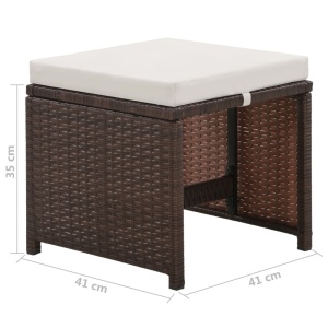 Set mobilier de exterior cu perne, 6 piese, maro, poliratan - Img 11