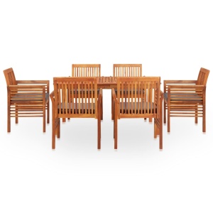 Set mobilier de exterior cu perne 7 piese, lemn masiv de acacia - Img 2