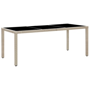 Set mobilier de exterior cu perne, 9 piese, bej, poliratan - Img 2