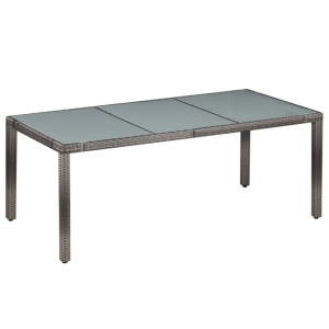 Set mobilier de exterior cu perne, 9 piese, gri, poliratan - Img 2
