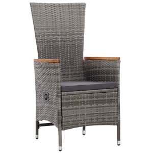 Set mobilier de exterior cu perne, 9 piese, gri, poliratan - Img 7