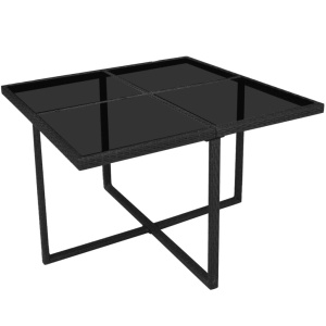 Set mobilier de exterior cu perne, 9 piese, negru, poliratan - Img 3