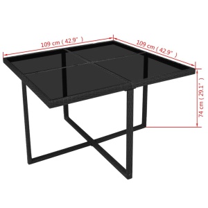 Set mobilier de exterior cu perne, 9 piese, negru, poliratan - Img 5