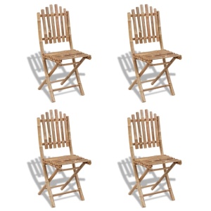 Set mobilier de exterior pliabil, 5 piese, bambus - Img 4