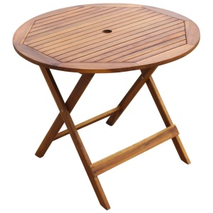 Set mobilier de exterior pliabil, 5 piese, lemn masiv de acacia - Img 2