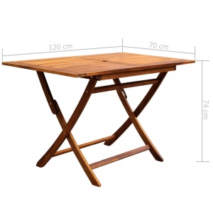 Set mobilier de exterior pliabil, 5 piese, lemn masiv de acacia - Img 10