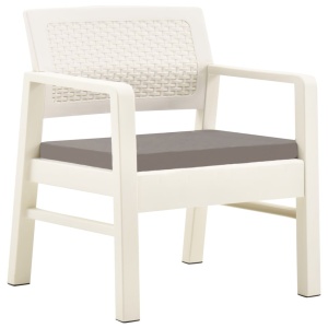 Set mobilier de grădină, 3 piese, alb, plastic - Img 2