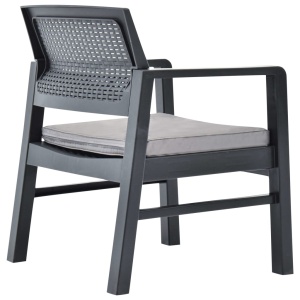 Set mobilier de grădină, 3 piese, antracit, plastic - Img 10