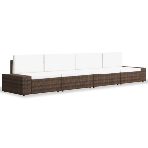 Set mobilier de grădină, 4 piese, maro, poliratan - Img 2