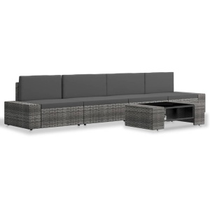 Set mobilier de grădină, 5 piese, gri, poliratan - Img 2