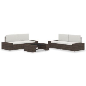 Set mobilier de grădină, 5 piese, maro, poliratan