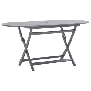 Set mobilier de grădină, 9 piese, gri, lemn masiv de acacia - Img 4