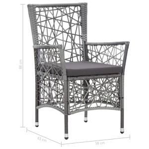 Set mobilier de grădină, 9 piese, gri, poliratan - Img 11