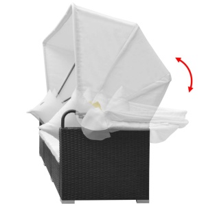 Set mobilier de grădină cu baldachin, 7 piese, negru, poliratan - Img 4