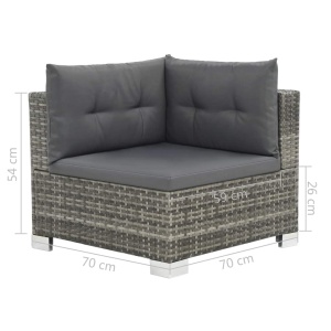 Set mobilier de grădină cu perne, 10 piese, gri, poliratan - Img 6