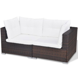 Set mobilier de grădină cu perne, 10 piese, maro, poliratan - Img 5