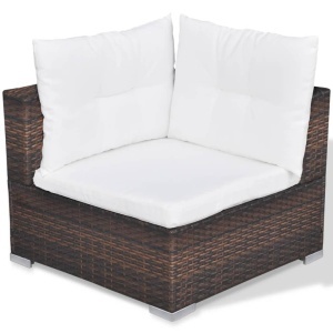 Set mobilier de grădină cu perne, 10 piese, maro, poliratan - Img 5