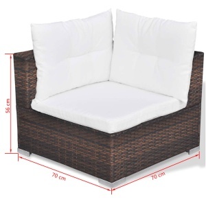 Set mobilier de grădină cu perne, 10 piese, maro, poliratan - Img 10