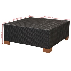 Set mobilier de grădină cu perne, 10 piese, negru, poliratan - Img 11