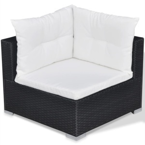 Set mobilier de grădină cu perne, 10 piese, negru, poliratan - Img 6