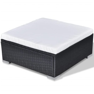 Set mobilier de grădină cu perne, 10 piese, negru, poliratan - Img 12