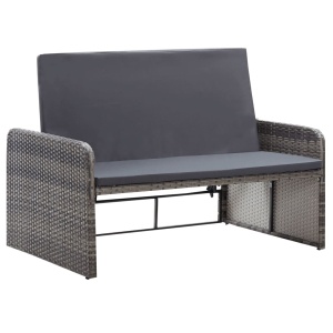 Set mobilier de grădină cu perne, 2 piese, gri, poliratan - Img 4