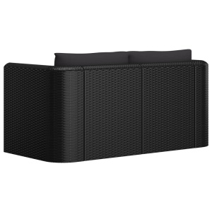 Set mobilier de grădină cu perne, 2 piese, negru, poliratan - Img 4