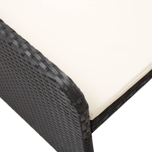 Set mobilier de grădină cu perne, 2 piese, negru, poliratan - Img 7