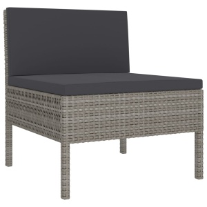 Set mobilier de grădină cu perne, 3 piese, gri, poliratan - Img 4