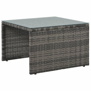 Set mobilier de grădină cu perne, 3 piese, gri, poliratan - Img 4