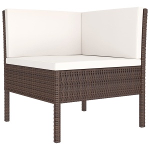 Set mobilier de grădină cu perne, 3 piese, maro, poliratan - Img 3