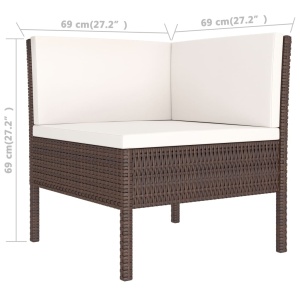 Set mobilier de grădină cu perne, 3 piese, maro, poliratan - Img 6