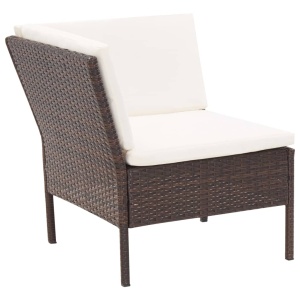 Set mobilier de grădină cu perne, 3 piese, maro, poliratan - Img 4