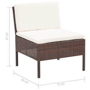 Set mobilier de grădină cu perne, 3 piese, maro, poliratan - Img 10