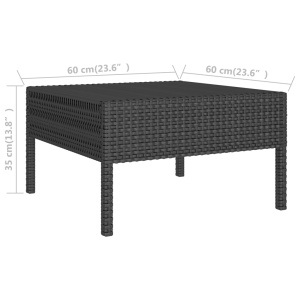 Set mobilier de grădină cu perne, 3 piese, negru, poliratan - Img 7