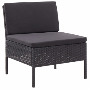 Set mobilier de grădină cu perne, 3 piese, negru, poliratan - Img 4