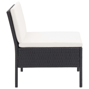 Set mobilier de grădină cu perne, 3 piese, negru, poliratan - Img 7