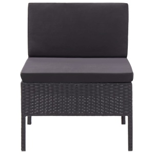 Set mobilier de grădină cu perne, 3 piese, negru, poliratan - Img 8