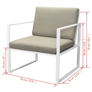 Set mobilier de grădină cu perne, 4 piese, alb, oțel - Img 10