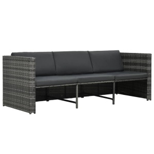 Set mobilier de grădină cu perne, 4 piese, gri, poliratan - Img 3
