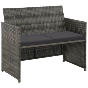 Set mobilier de grădină cu perne, 4 piese, gri, poliratan - Img 2