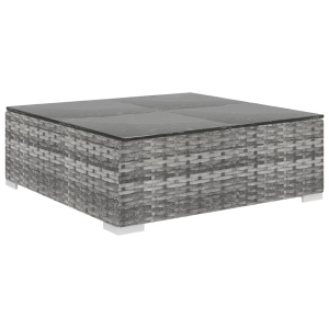 Set mobilier de grădină cu perne, 4 piese, gri, poliratan - Img 6
