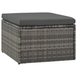 Set mobilier de grădină cu perne, 4 piese, gri, poliratan - Img 5