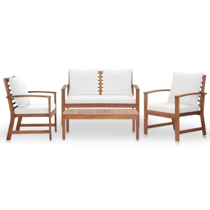 Set mobilier de grădină cu perne, 4 piese, lemn masiv de acacia - Img 2