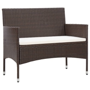 Set mobilier de grădină cu perne, 4 piese, maro, poliratan - Img 2