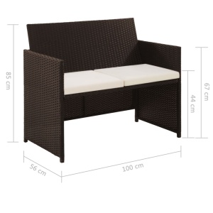 Set mobilier de grădină cu perne, 4 piese, maro, poliratan - Img 5