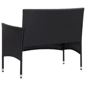 Set mobilier de grădină cu perne, 4 piese, negru, poliratan - Img 4