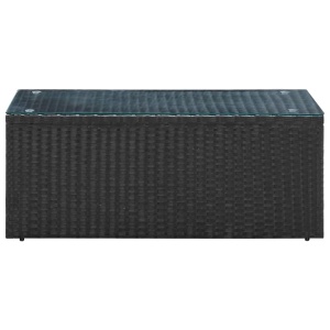 Set mobilier de grădină cu perne, 4 piese, negru, poliratan - Img 7