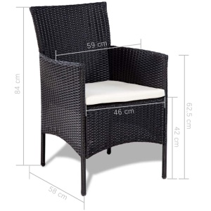 Set mobilier de grădină cu perne, 4 piese, negru, poliratan - Img 7